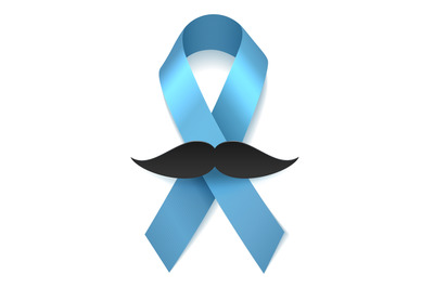 Man health blue ribbon with moustache