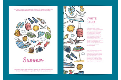 Vector hand drawn summer travel elements card&2C; flyer or brochure templ