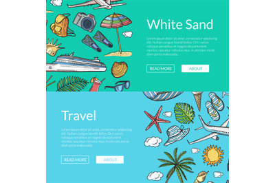 Vector hand drawn summer travel elements illustration