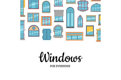 Vector window flat icons background with place for text illustration