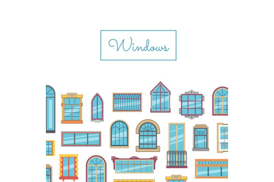 Vector window flat icons with place for text illustration