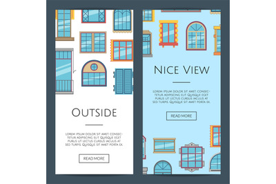 Vector window flat icons web banners illustration