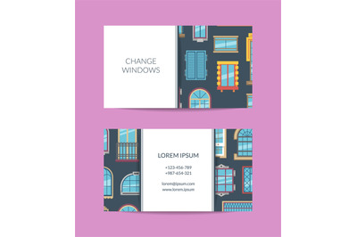 Vector flat icons business card for windows company illustration