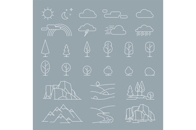 Nature landscape elements icons