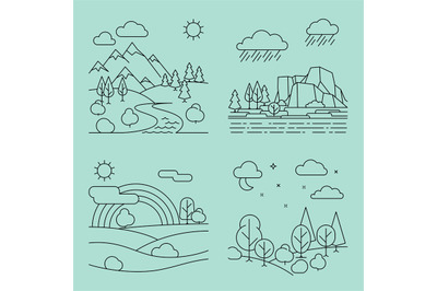 Nature outline landscapes vector