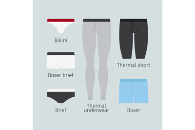 Man underwear vector icons