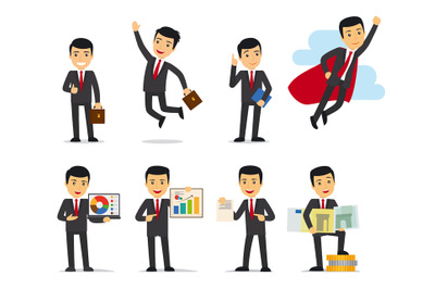 Cartoon businessman poses