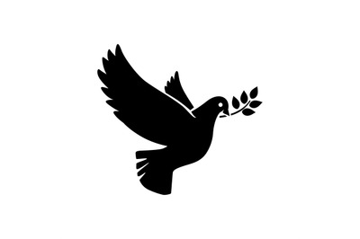 Flying dove with olive twig icon