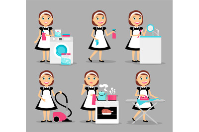 Housewife working icons