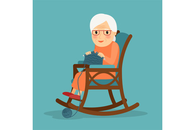 Old woman knitting