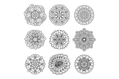 Linear doodle flower set