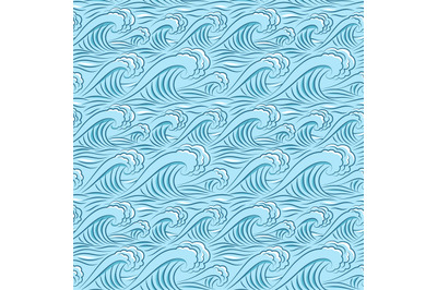 Ocean waves oriental seamless pattern