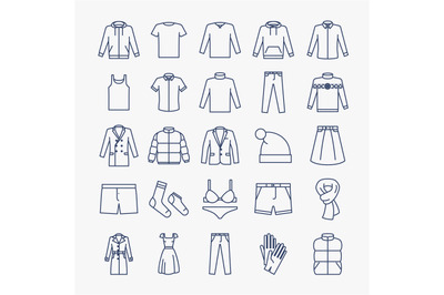 Clothes linear icons