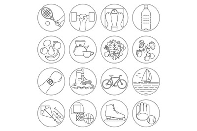 Healthy lifestyle outline icons