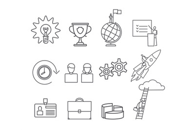 Business thin line icons set