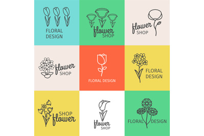 Floral design line logo