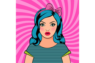 Pop art surprised woman