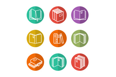 Colorful line books icons