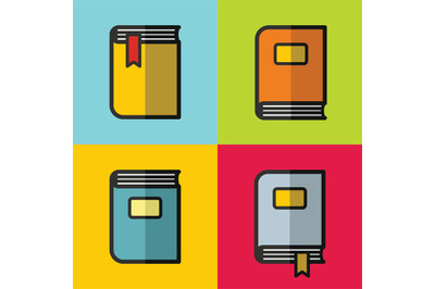 Book flat icons vector set