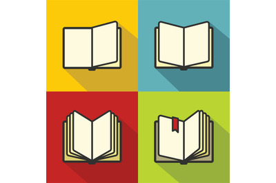 Book icons in flat line style