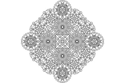 Outlined circular geometric pattern over white