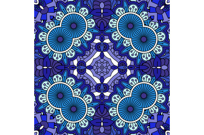 Intricate blue geometric circular pattern