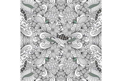 Ornamental leafy wave shapes as seamless pattern