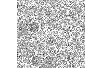 Detailed floral disk shapes as seamless pattern