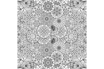 Various floral pinwheel shapes in seamless pattern