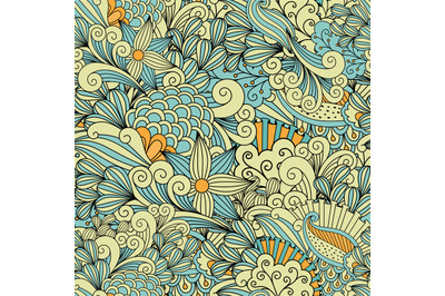 Pretty yellow and blue background made of patterns