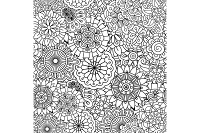 Seamless round floral pattern with pinwheel shapes