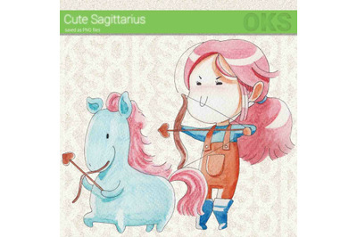 sagittarius watercolor clipart, zodiac sign instant download, png