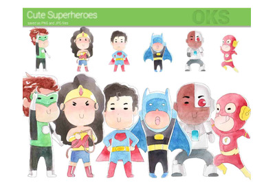 superhero watercolor clipart, instant download, png