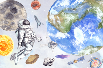 Space - Watercolor Clip Art Set