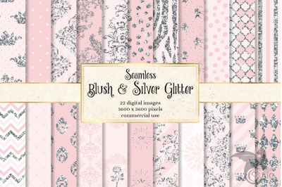 Blush and Silver Glitter Digital Paper