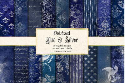 Distressed Blue and Silver Textures