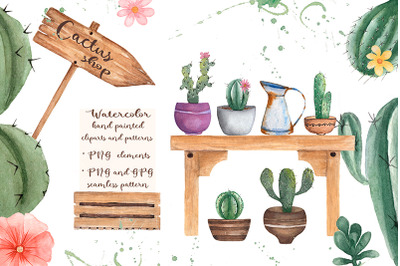 Watercolor Cactus Shop