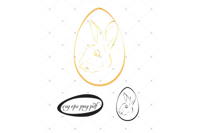 2 Easter bunny color and black svgs and cliparts pack