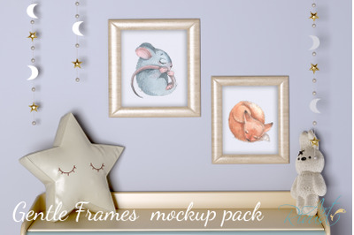 PSD Nursery Frames mockup Baby room mock up Blank wall Print&nbsp;