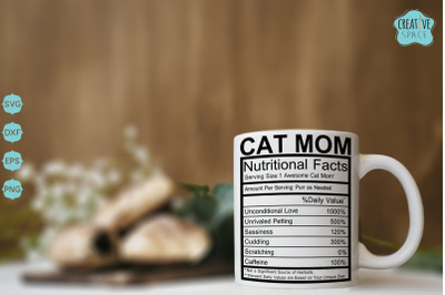 Cat Mom Nutritional Facts Svg