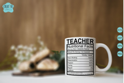 Teacher Nutritional Facts Svg