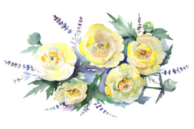 Bouquet of yellow flowers Watercolor png