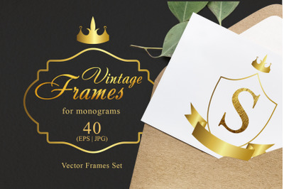 Vintage frames for monograms gold