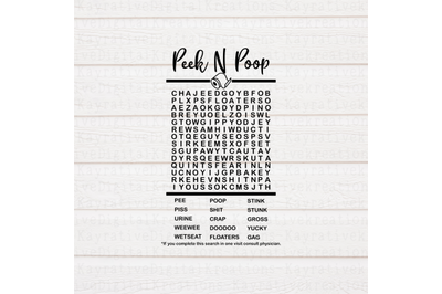 Peek &#039;N Poop Bathroom Word search svg - word search svg