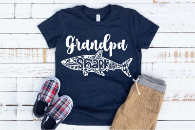 Grandpa Shark Tattoo SVG mandala zentangle Family Birthday 1334S