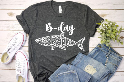 B-day Baby Shark Tattoo SVG mandala zentangle Family Birthday 1338S