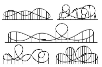 Roller coaster silhouette. Amusement park atractions&2C; switchback attra