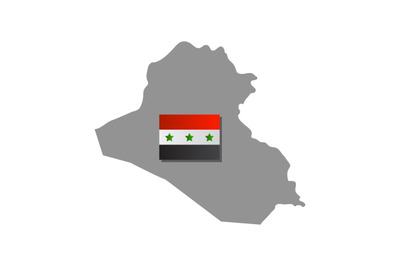 Iraq map with flag