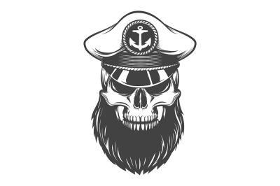 Skull with Beard in Sailor Hat