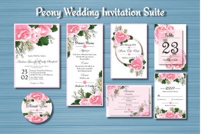Peony Floral Wedding Invitation Suite